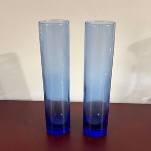 Elegant 2 Libbey Blue Glass Vases